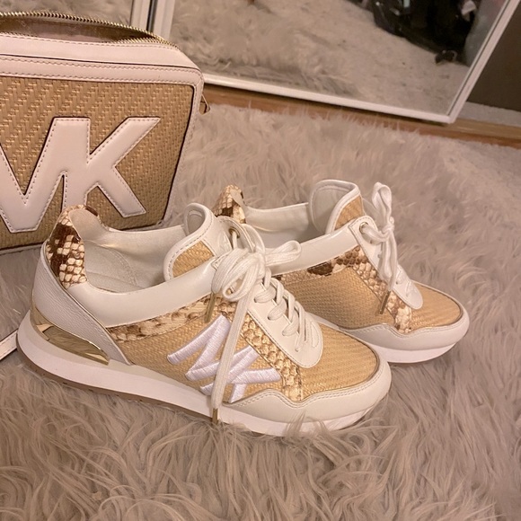 Michael Kors Shoes - Like new Michael Kors gym shoes white tan and gold